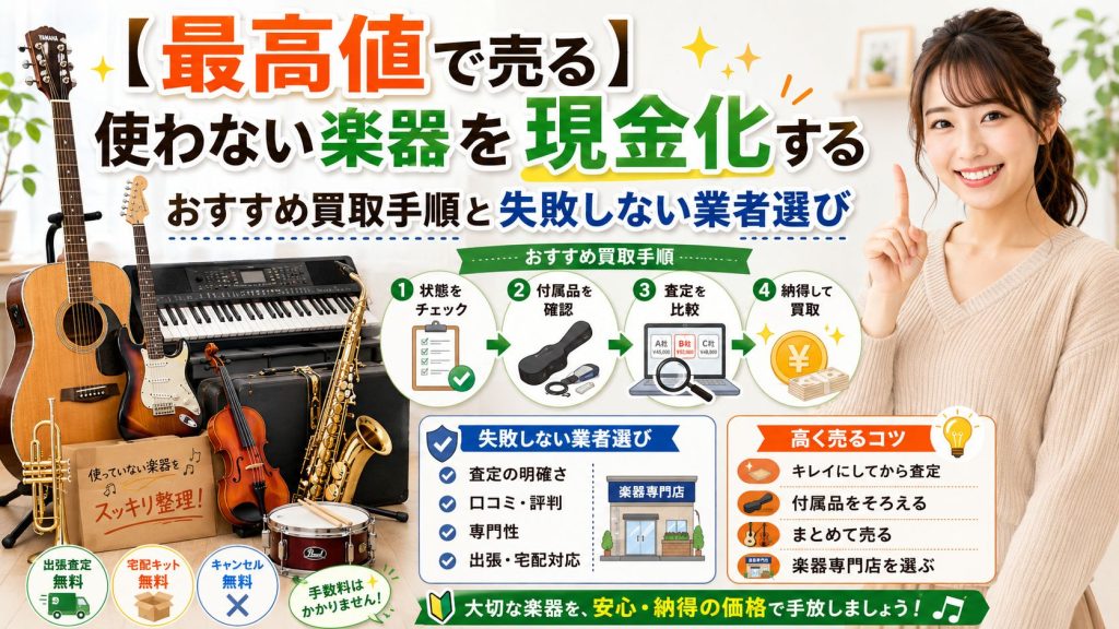 【最高値で売る】使わない楽器を現金化するおすすめ買取手順と失敗しない業者選び